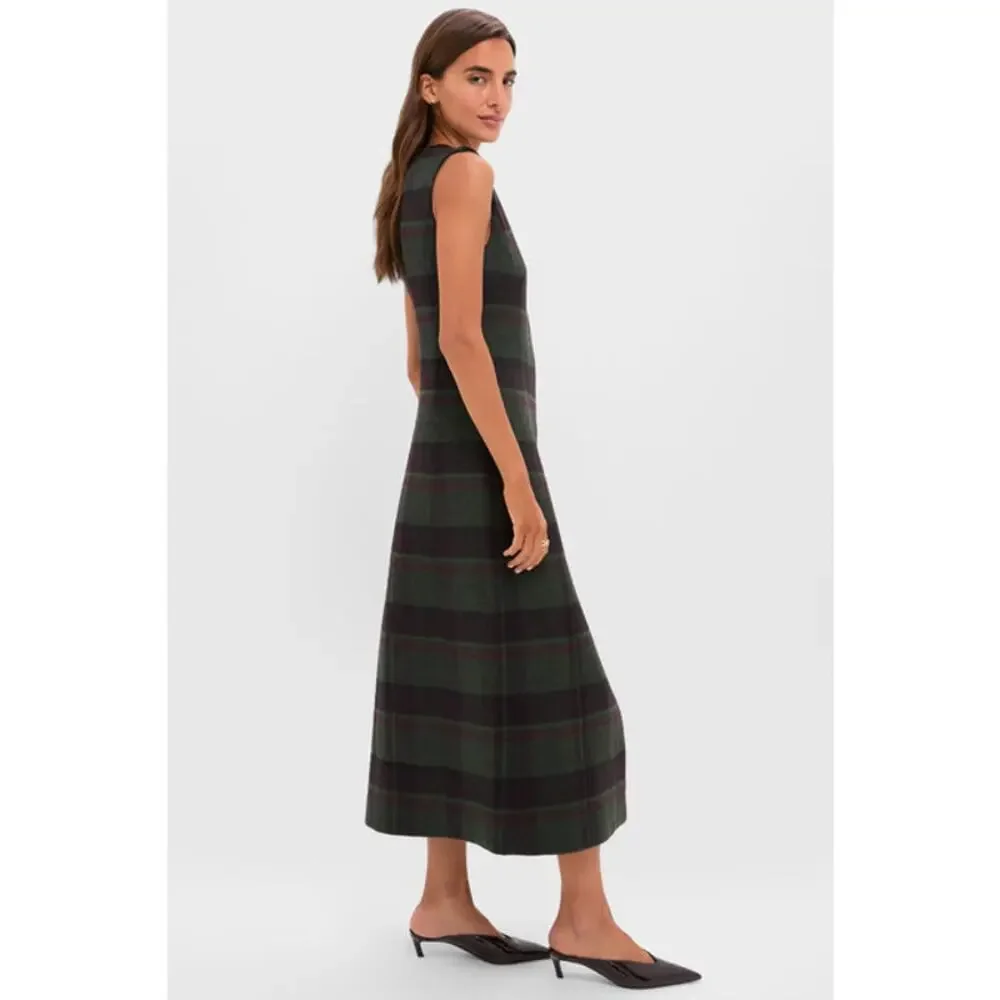 Tuckernuck Forest Plaid Wool Rhoda Midi Dress Sleeveless Classic Fall Winter - Picture 4 of 16